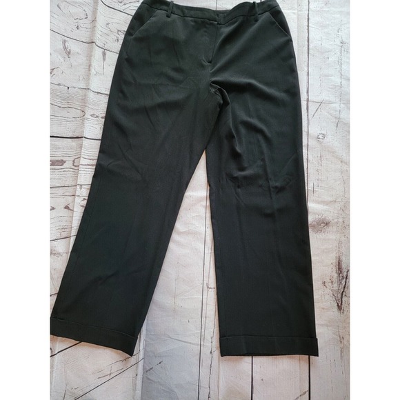 Womens Larry Levine Stretch Dress Trouser Pants Black Wide Flare Leg 16 - Picture 1 of 11